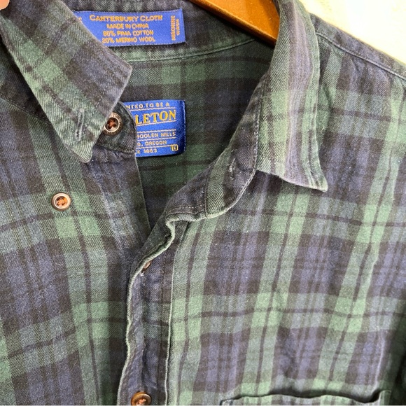Pendleton Shirt Mens L Plaid Flannel Merino Wool Pima Cotton Canterbury Cloth - Picture 6 of 16